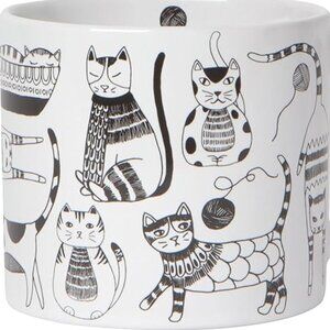 Now Designs - Purr Party Mug Stoneware | 14 oz. | White Mug with Cat Doodle Art
